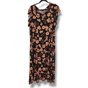 Perceptions Woman Maxi Dress Floral Print Ruffle‎ Sleeve Casual Y2K 1X